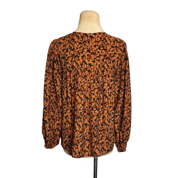 A New Day brown black print tunic blouse size Small - Picture 2 of 11
